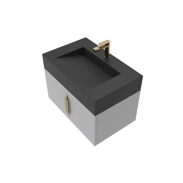 Castello Usa Nile 30-inch Gray Vanity Set with Black Top and Gold Handles CB-MC-30G-GLD-2053-BL - main